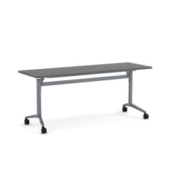 Flip Top Table With Square-Edge Top 24" X 60" - Newport Grey Top With Silver Base