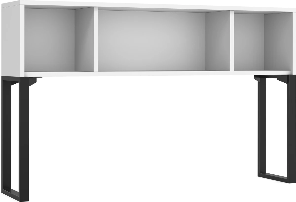 Elements Open Hutch 71" With 27" Riser - White With Black Riser 3 Elements Open Hutch 71" With 27" Riser - White With Black Riser