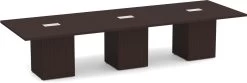 Classic Square-Edge Conference Table 12 Ft With Cube Base - Espresso