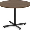 Classic Round Meeting Table 42" With Square-Edge Top And Black Metal Cross Base - Modern Walnut -Office Furniture Store 919800918e8ecd2a5e70756602ad 1