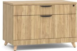 Signature 2-Drawer Storage Cabinet - Aspen Base And Top With Natural Oak Legs