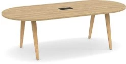 Signature Racetrack Conference Table 8 Ft - Aspen With Natural Oak Legs And Black Hardware