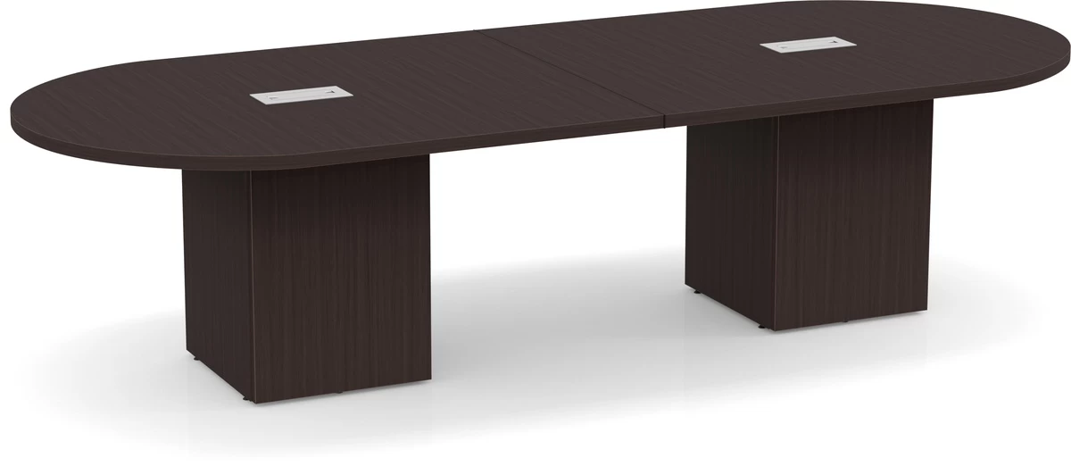 Classic Racetrack Conference Table 8 Ft With Cube Base - Espresso 3 Classic Racetrack Conference Table 8 Ft With Cube Base - Espresso