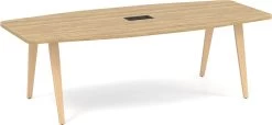 Signature Boat-Shape Conference Table 8 Ft - Aspen With Natural Oak Legs And Silver Hardware
