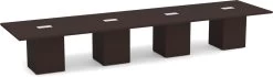 Classic Square-Edge Conference Table 16 Ft With Cube Base - Espresso