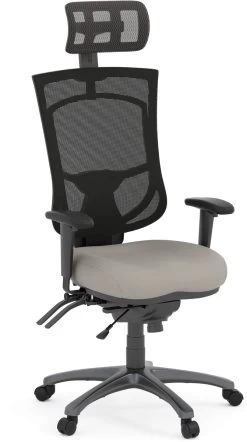 CoolMesh Pro Executive High Back Chair - Grey Antimicrobial Vinyl With Titanium Base And Headrest