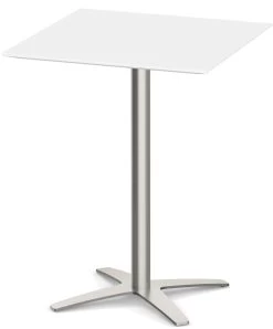 Classic Square Bistro Table 36" With Beveled-Edge-Edge Top And Cross Brushed Metal Base - White