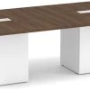 Classic Square-Edge Conference Table 8 Ft With Cube Base - Modern Walnut With White Base 1 Classic Square-Edge Conference Table 8 Ft With Cube Base - Modern Walnut With White Base -Office Furniture Store a5684918fd87bed3ebdd525e7e41