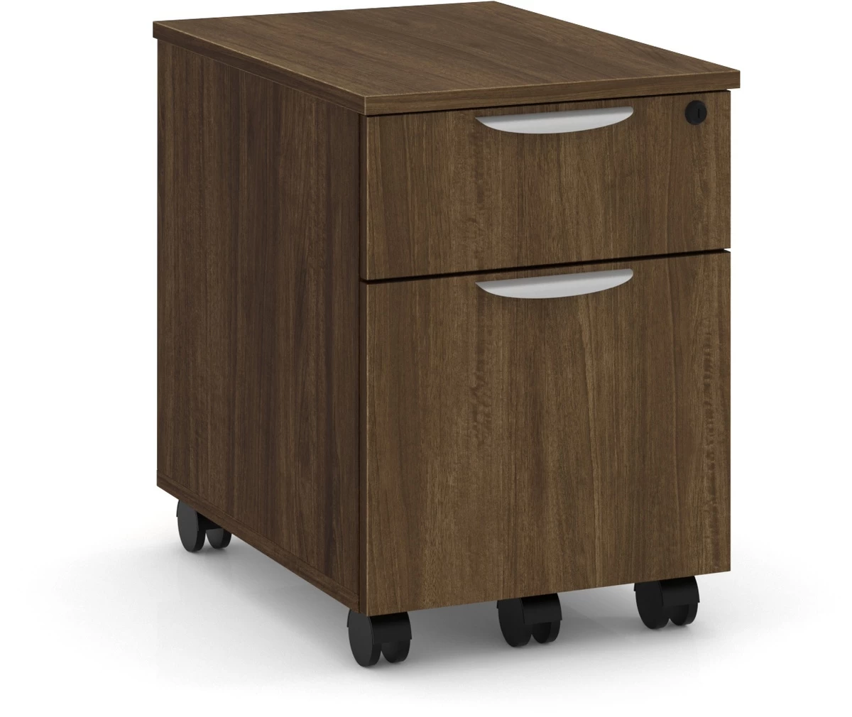 Locking Mobile Box/File Pedestal - Modern Walnut 3 Locking Mobile Box/File Pedestal - Modern Walnut