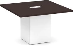 Classic Square-Edge Conference Table 4 Ft With Cube Base - Espresso With White Base
