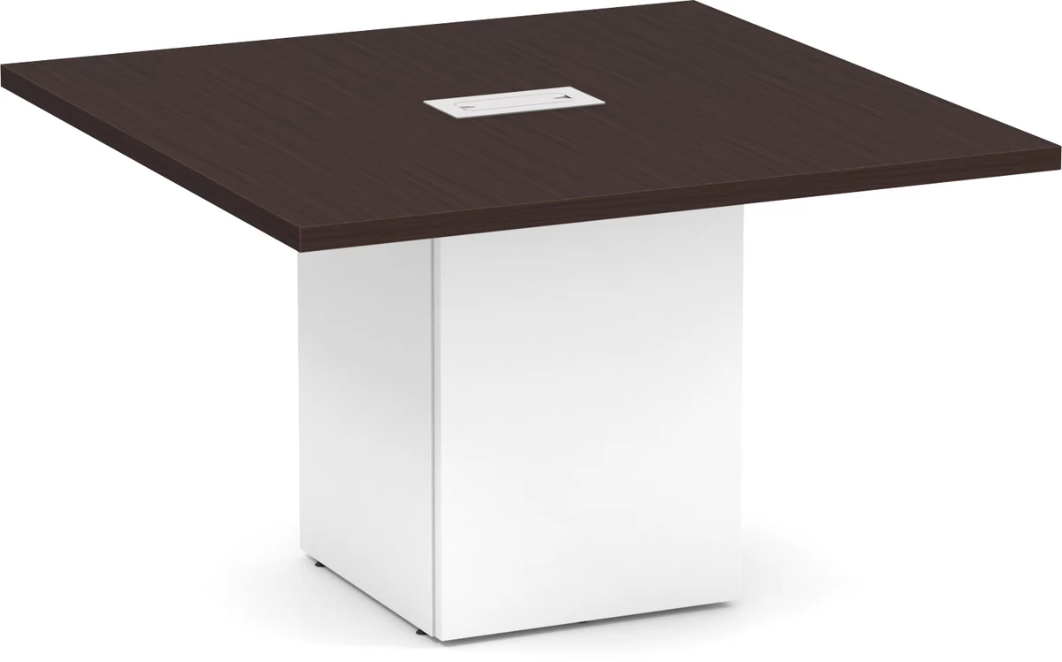 Classic Square-Edge Conference Table 4 Ft With Cube Base - Espresso With White Base 3 Classic Square-Edge Conference Table 4 Ft With Cube Base - Espresso With White Base