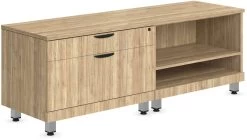 Encore Storage Cabinet And Bookshelf Credenza - Aspen With Silver Riser