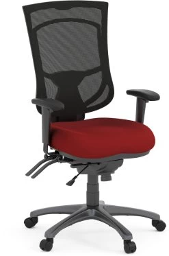 CoolMesh Pro Executive High Back Chair - Red Fabric With Titanium Base