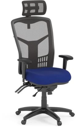 CoolMesh Executive High Back Chair - Blue Fabric With Headrest