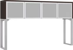 Elements Hutch 71" With 4 Glass Doors And 20" Riser - Espresso With Silver Riser