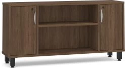 Encore Narrow Storage Credenza With Metal Legs - Modern Walnut With Black Legs