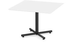 Classic Square Meeting Table 42" With Beveled-Edge Top And Black Metal Cross Base - White