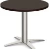 Classic Round End Table 24" With Cross Brushed Metal Base - Espresso