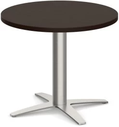 Classic Round End Table 24" With Cross Brushed Metal Base - Espresso