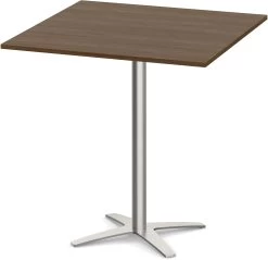 Classic Square Bistro Table 42" With Cross Brushed Metal Base - Modern Walnut