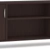Encore Narrow Storage Credenza With Metal Legs - Espresso With Silver Legs
