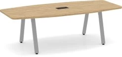 Signature Boat-Shape Conference Table 8 Ft - Aspen With Silver Metal Legs