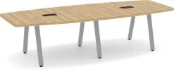 Signature Boat-Shape Conference Table 10 Ft - Aspen With Silver Metal Legs
