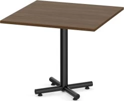 Classic Square Meeting Table 36" With Black Metal Base - Modern Walnut