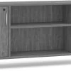 Encore Narrow Storage Credenza With Metal Legs - Newport Grey With Black Legs -Office Furniture Store b825fb27a0233faf86ff1d5040fe