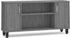 Encore Narrow Storage Credenza With Metal Legs - Newport Grey With Black Legs