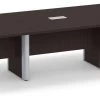 Classic Plus Racetrack Conference Table 14 Ft - Espresso With Silver Metal Accents