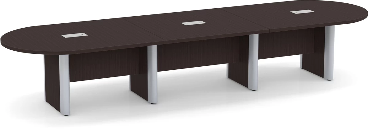 Classic Plus Racetrack Conference Table 14 Ft - Espresso With Silver Metal Accents 3 Classic Plus Racetrack Conference Table 14 Ft - Espresso With Silver Metal Accents