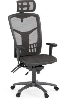 CoolMesh Executive High Back Chair - Black Mesh With Titanium Base And Headrest