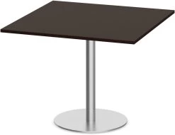 Classic Square Meeting Table 42" With Round Brushed Metal Base -Espresso