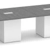 Classic Square-Edge Conference Table 16 Ft With Cube Base - Newport Grey With White Base -Office Furniture Store bed4ca2b48a58aa7057d3bc37561