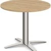 Classic Round End Table 24" With Cross Brushed Metal Base - Aspen