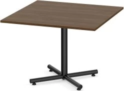 Classic Square Meeting Table 42" With Black Metal Base - Modern Walnut