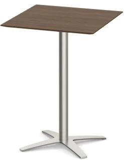 Classic Square Bistro Table 30" With Beveled-Edge Top And Cross Brushed Metal Base - Modern Walnut