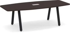 Signature Boat-Shape Conference Table 8 Ft - Espresso With Black Metal Legs