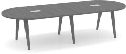 Signature Racetrack Conference Table 10 Ft - Newport Grey And Silver Hardware