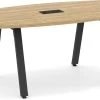 Signature Boat-Shape Conference Table 8 Ft - Aspen With Black Metal Legs -Office Furniture Store cd838edbad0debc739d5df1c7bad