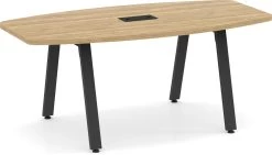 Signature Boat-Shape Conference Table 8 Ft - Aspen With Black Metal Legs