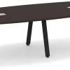Signature Boat-Shape Conference Table 10 Ft - Espresso With Black Metal Legs -Office Furniture Store cdff049ded6c7ce239a08aa42184