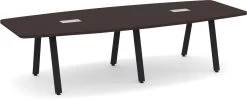 Signature Boat-Shape Conference Table 10 Ft - Espresso With Black Metal Legs