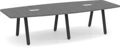 Signature Boat-Shape Conference Table 10 Ft - Newport Grey With Black Metal Legs