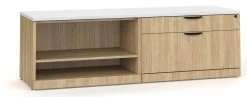 Elements Storage Cabinet And Bookshelf Credenza - Aspen Base And White Top