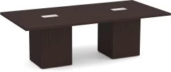 Classic Square-Edge Conference Table 8 Ft With Cube Base - Espresso