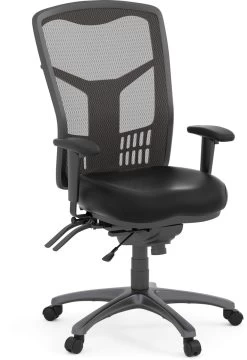CoolMesh Executive High Back Chair - Black Antimicrobial Vinyl With Titanium Base