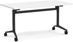 Flip Top Table With Square-Edge Top 24" X 48" - White Top With Black Base