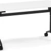 Flip Top Table With Square-Edge Top 24" X 60" - White Top With Black Base